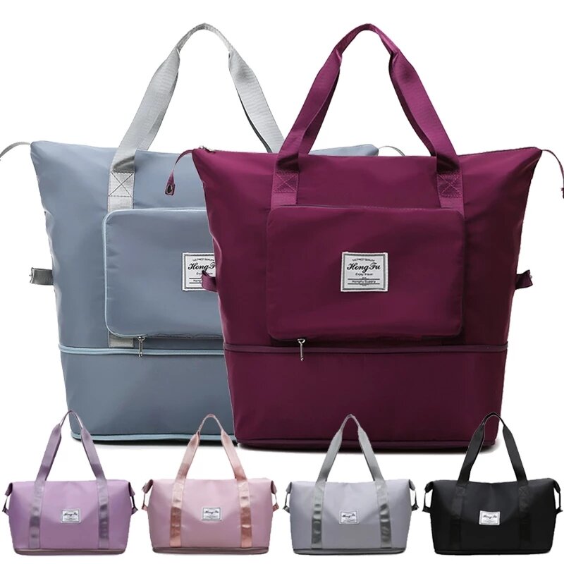Dobrável grande capacidade de armazenamento dobrável saco de viagem sacos tote carry on bagagem bolsa à prova dwaterproof água duffel bolsas de ombro das mulheres