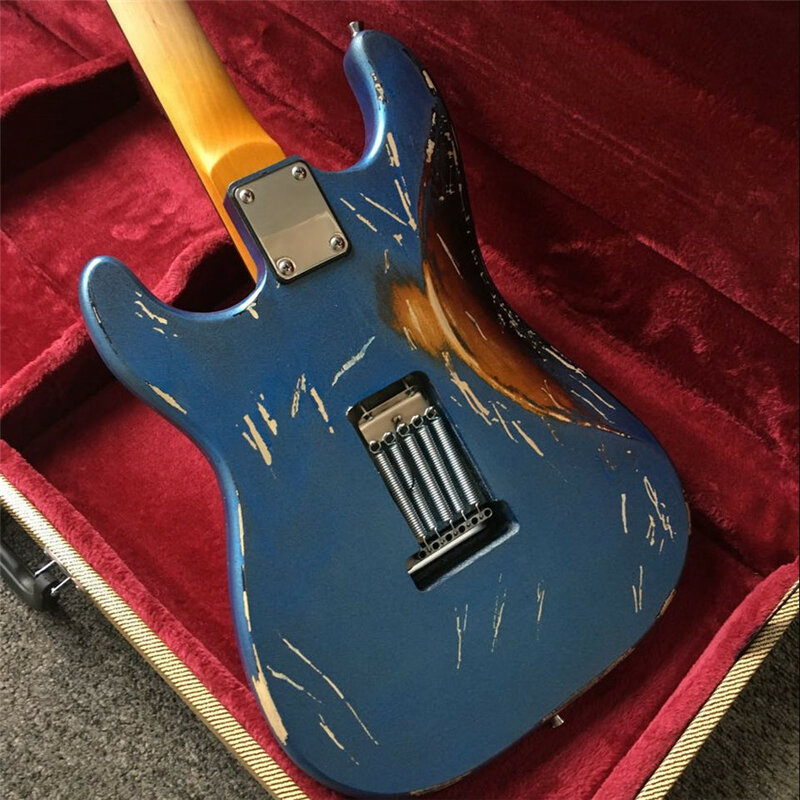 The new 6-string heritage electric guitar features a sunset color set in metallic blue. All colors are available, free shipping,