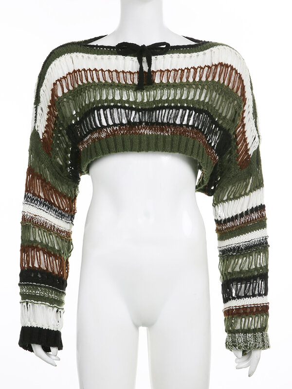 Женский свитер оверсайз в полоску, в готическом стиле