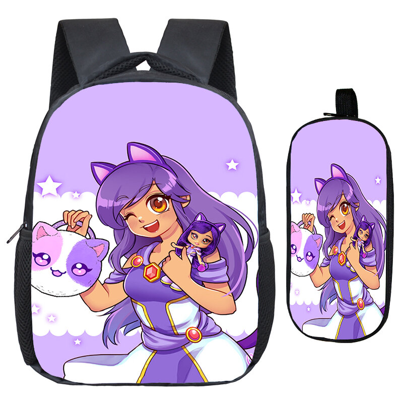 Tas sekolah anak laki-laki perempuan, tas punggung Anime Aphmau Set 2 buah tas sekolah TK lembut tas buku kartun anak laki-laki dan perempuan