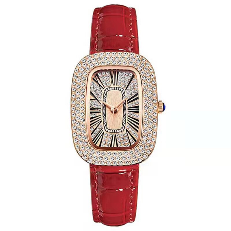 WOKAI wysokiej jakości moda luksusowy pełny diament owalny pasek damski zegarek kwarcowy uczeń dziewczyny sukienka zegar Roman vintage