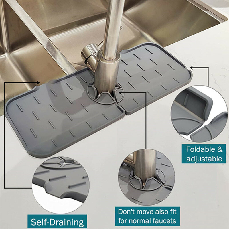 Food Grade Silicone Faucet Splashproof Water Pad Absorvente Pad Sink Anti-spray e Drenar Água Retenção Pad Acessórios de Cozinha