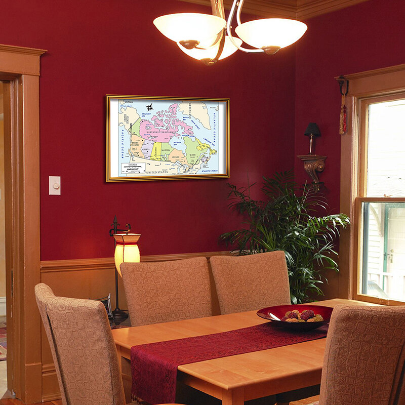 Mapa de Canadá de 59x84cm, lienzo no tejido, pintura de pared, póster sin marco, impresión decorativa, decoración del hogar, suministros para el aula