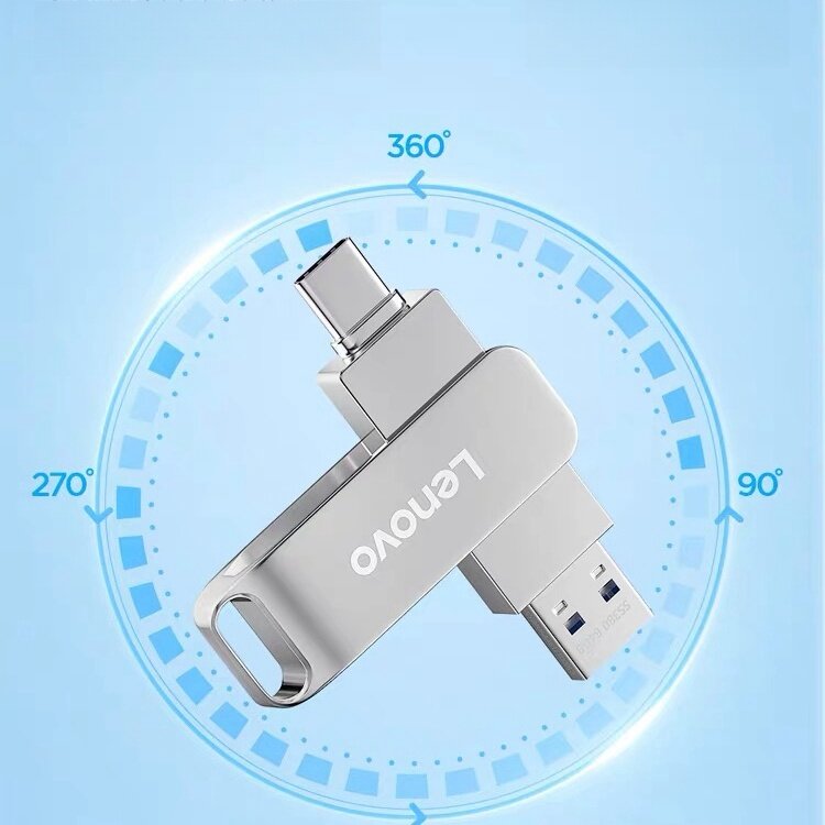 Lenovo USB 16TB 3.0, Flash Drive logam kecepatan tinggi 2TB 512GB tahan air tipe-c untuk perangkat penyimpanan komputer