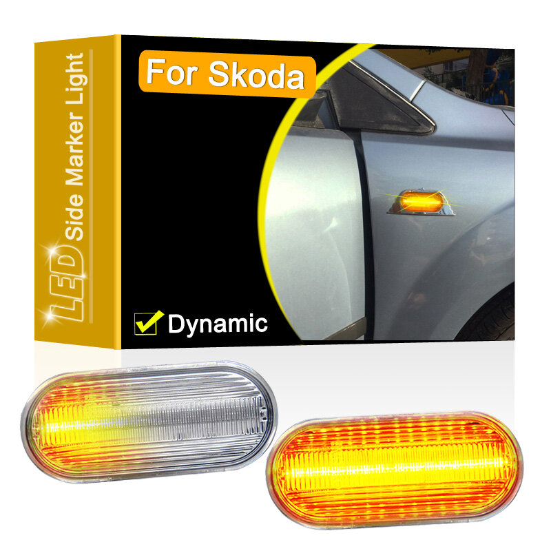 12V Clear Lens Dynamic LED Side Marker Lamp Blinker Turn Signal Assembly untuk Skoda Citigo 2012 2013 2014 2015 2016