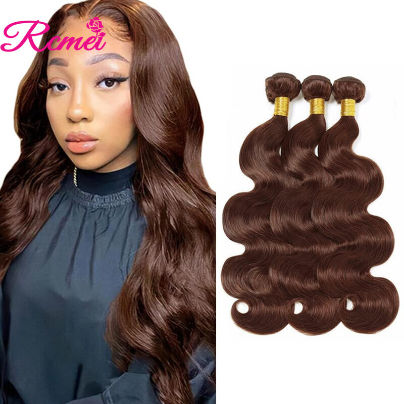 Pacotes de cabelo humano brasileiro da onda do corpo para mulheres, castanho chocolate, extensão do cabelo remy, 10-32in, 10A, 1 PC, 3 PCs, 4 PCs