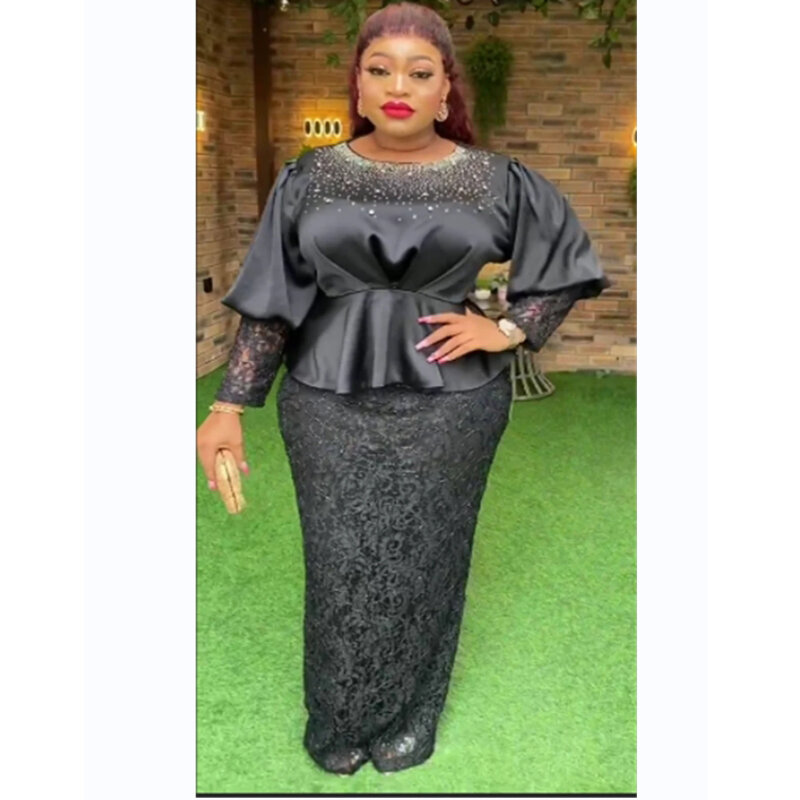 MD African Women Plus Size Evening Dresses Wedding Party Long Luxury Sequin Gown Bodycon Mermaid Dress Ankara Ladies Clothing