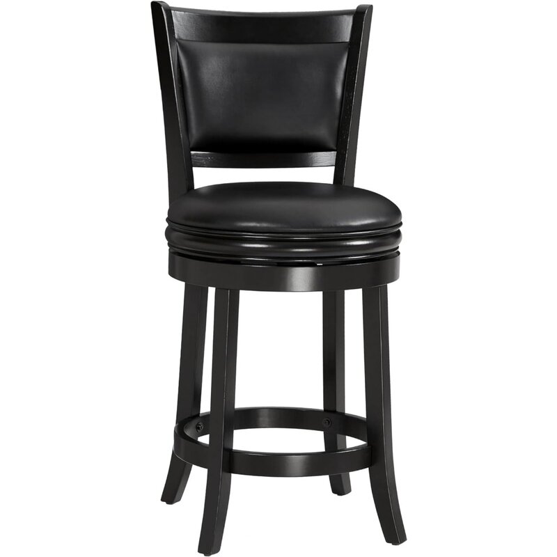 Барный стул с вращающейся стойкой, 24 дюйма, высота сиденья, черный комплект из 1
