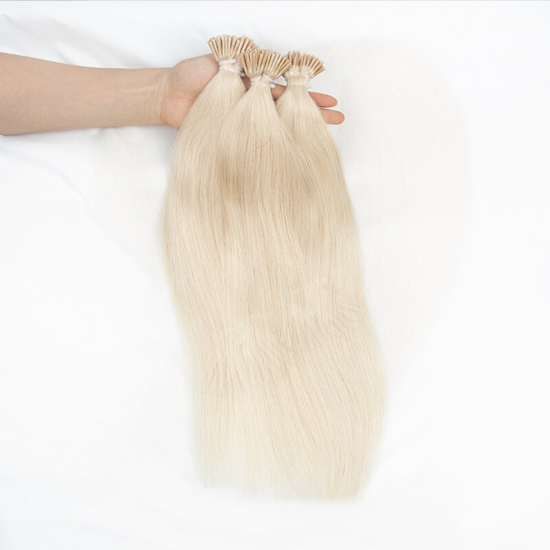 Ekstensi rambut pirang putih #1001 I Tip Microlink manik-manik rambut manusia alami asli mesin kapsul fusi dingin rambut Remy