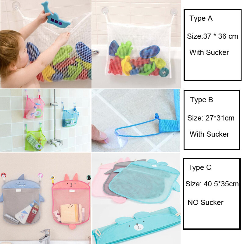 Bolsa de malla para juguetes de baño de bebé, cesta de red de juegos para niños, Red de juguete de tela impermeable, almacenamiento de juguetes de arena para playa