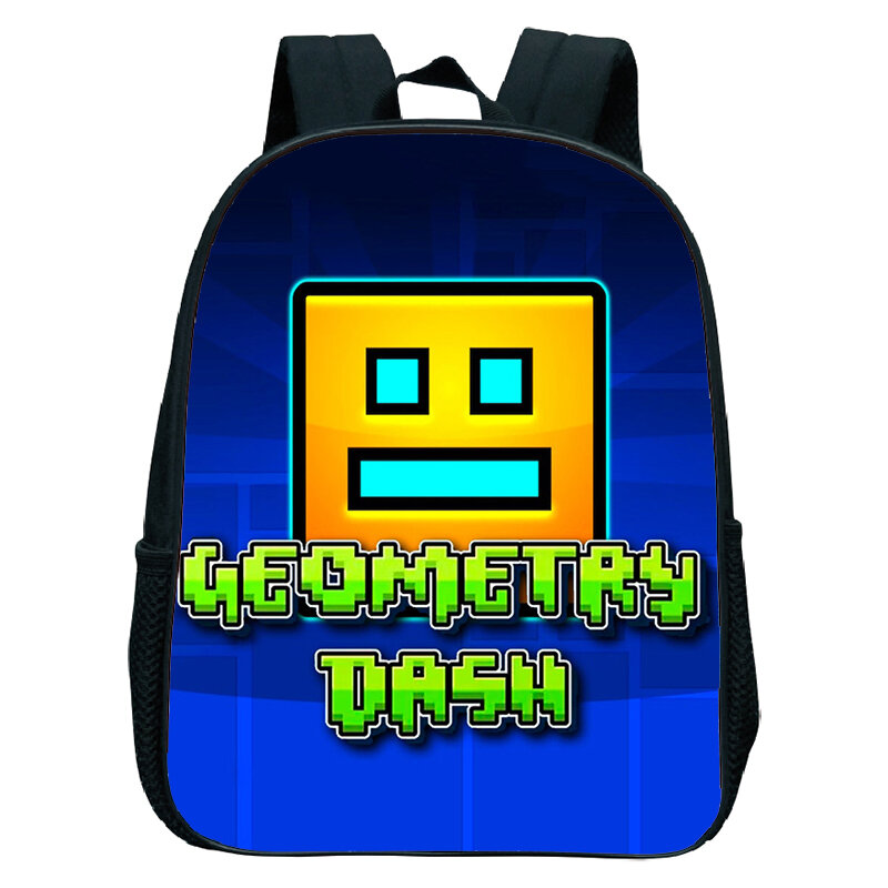 Kids Small School Bags Geometry Dash Cartoon Print Backpacks Boys Girls Kindergarten Bookbag Lightweight Children Backpack Gift