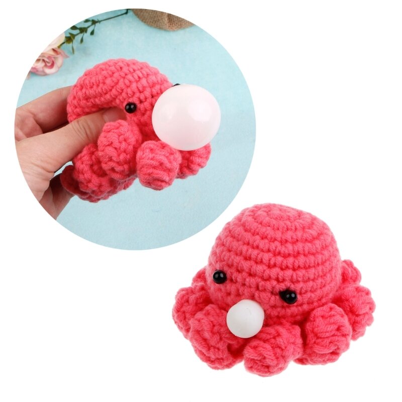 Crochet Fidgets Squeeze Octopus Blow Bubble Stress Relief Toy Spoof Practical Joke Props for Adult Kids ADD HandTherapy