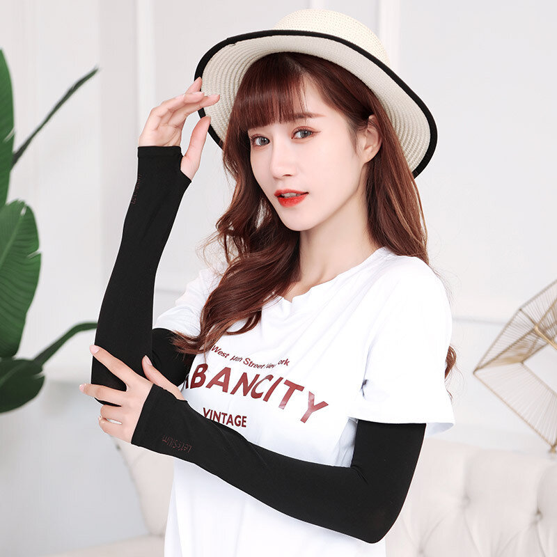 New Long Gloves UV Protection Hand Protector Cover Arm Sleeves Ice Silk Sunscreen Women Outdoor Sports Half Finger Sleeves T260