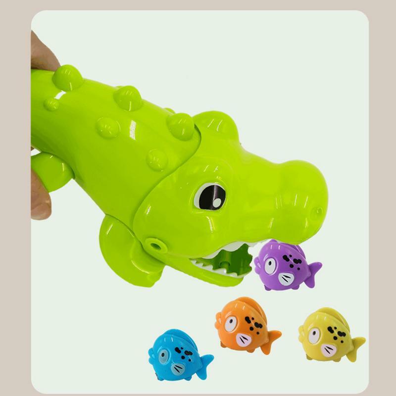 Mainan mandi buaya mainan bayi untuk balita, 5 mode semprot air Sprinkler menyala bak mandi mainan balita untuk anak laki-laki dan perempuan