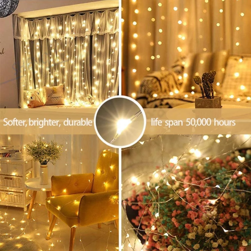 3M 4M 6M LED Curtain Garland on The Window USB Festoon Fairy Lights with Remote New Year Garland Led Lights Christmas Decoration