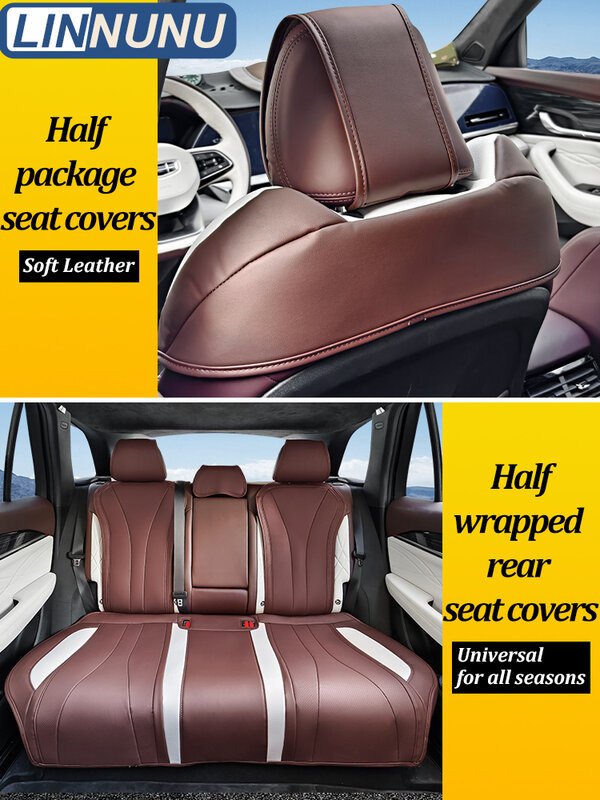 LINNUNU-Meio Pacote de Couro Car Seat Covers, Respirável Protetor, Assentos Almofada, Fit para Geely KX11, Monjaro, Manjaro, 4 Estações