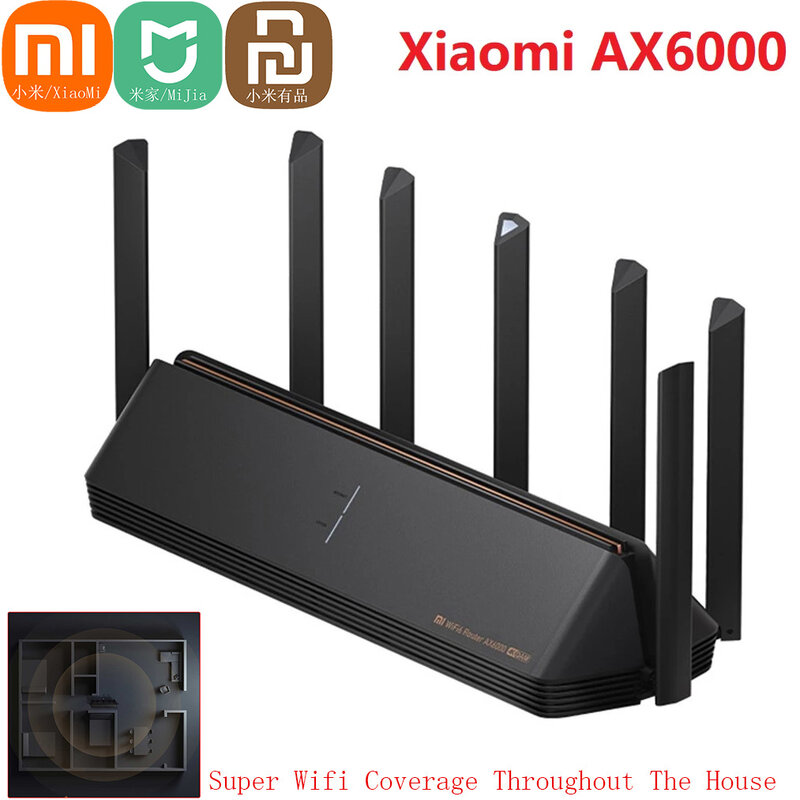 Xiaomi Router AloT Wifi6 AX6000 160MHZ 4K QAM 512MB Gigabit Vpn Office Home Usmesh Repeater Sinyal Eksternal Jaringan Router