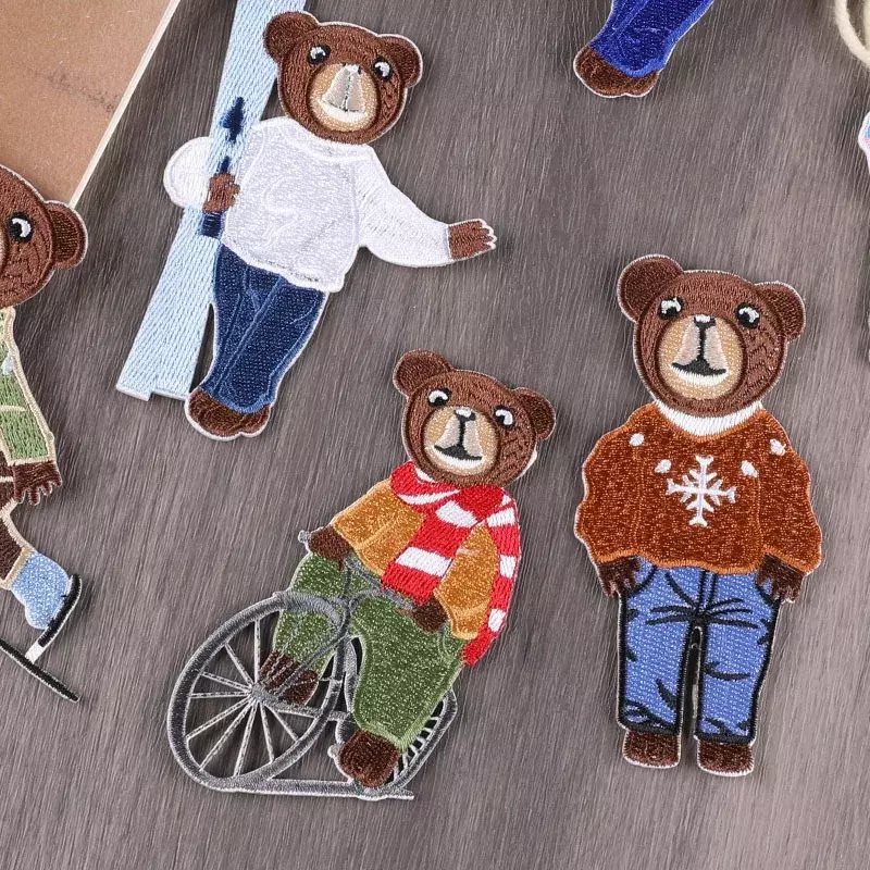 Patch bordir kartun penjualan laris 2024 stiker kain beruang malas DIY Aksesori kain lencana perekat diri untuk tas pakaian