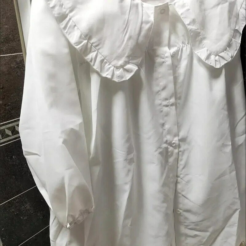Рубашка Женская Весенняя в клетку, универсальная Свободная блузка с круглым воротником и оборками, милый Swwet Tender, в японском стиле для колледжа