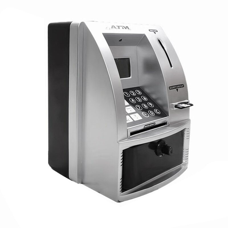 Smart ATM Piggy Bank com voz, gerenciamento de dinheiro, mini cédulas, caixas para crianças e crianças