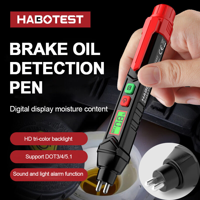 Brake Fluid Tester Auto Car Brake Liquid Digital Tester for DOT3/DOT4/DOT5.1 Accurate Oil Quality Check Pen Sound Light Alarm