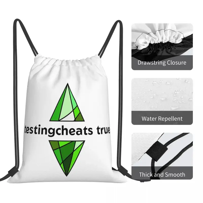 The Sims 4 - Testingcheats True Plumbob Backpacks Drawstring Bags Drawstring Bundle Pocket Sundries Bag Book Bags For Man Woman