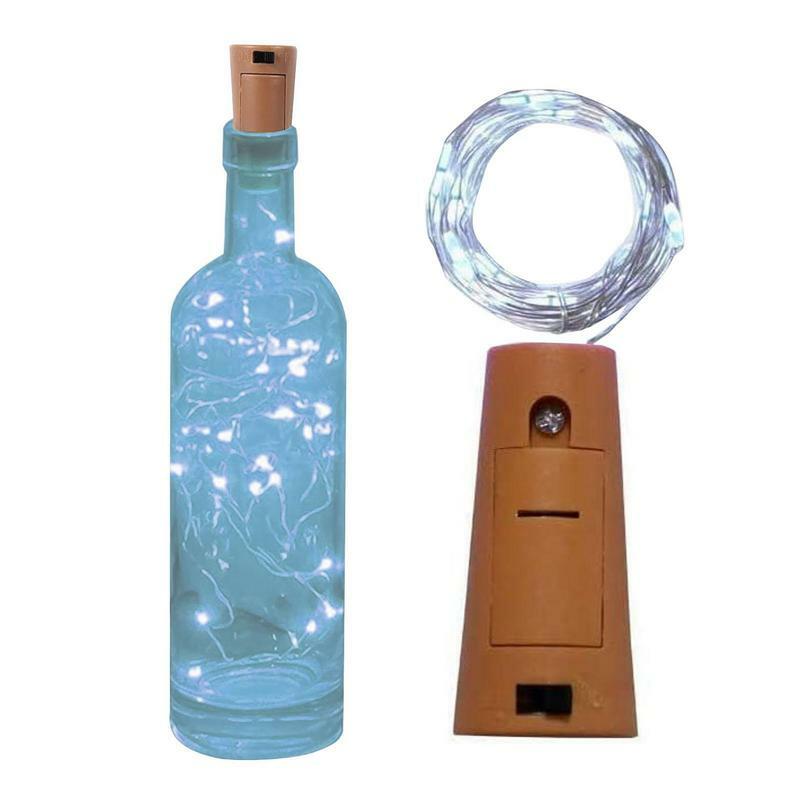 زجاجة نبيذ أضواء مع الفلين عيد الميلاد أضواء الجنية أضواء مقاوم للماء بطارية تعمل الفلين سلسلة أضواء 6.5ft النحاس سلك الفلين