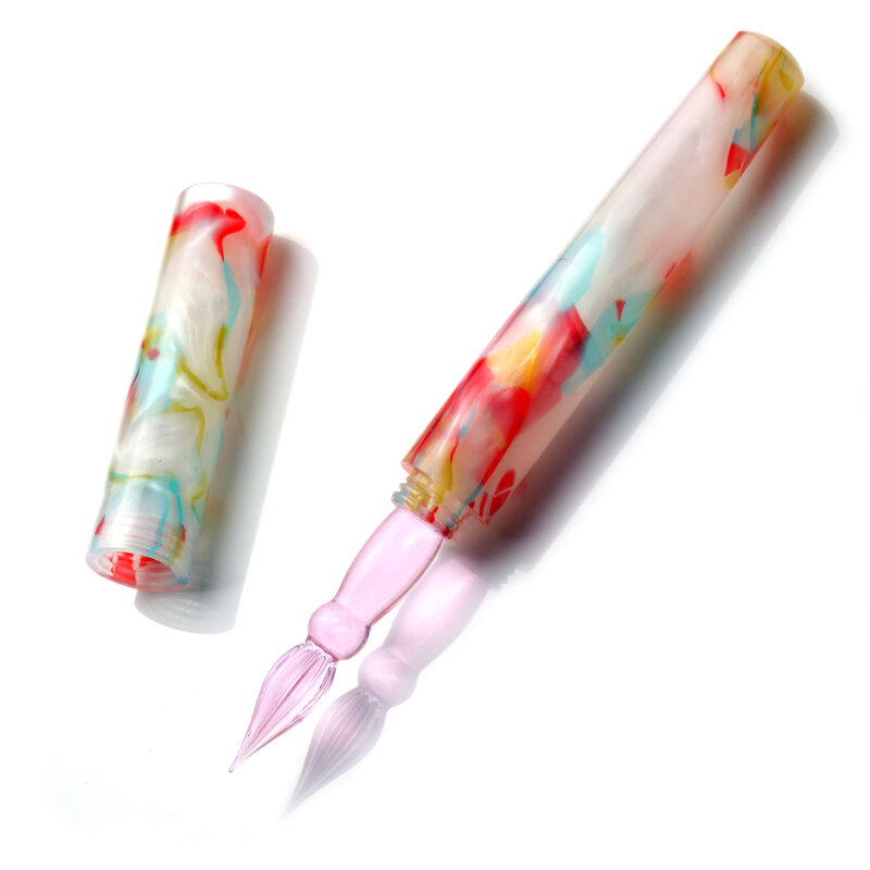 تصميم فريد من نوعه الزجاج تراجع القلم لون قلم حبر اليدوية مقنعين قلم زجاجي