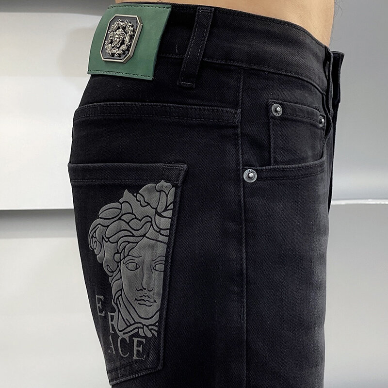 Pantalones vaqueros rectos sueltos de alta gama para hombre, Jeans negros para primavera y verano, informales, versátiles, thin2024, nueva moda