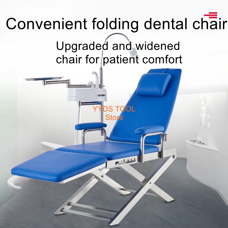 Leichte dental klappstuhl mit optional luftpumpe tragbare turbine einstellbar einfache dental übertreffen dental stuhl