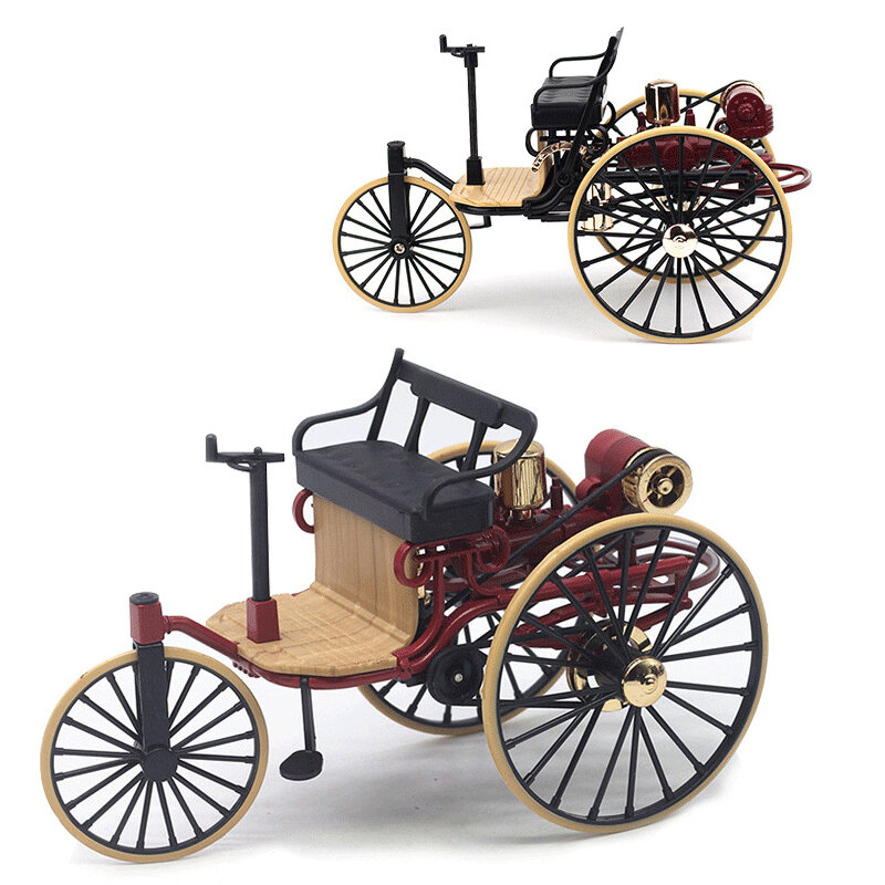 Coche clásico Vintage N ° 1 de aleación para niños, juguete de simulación de triciclo, colección de regalos, 1:12, 1886, 1 unidad