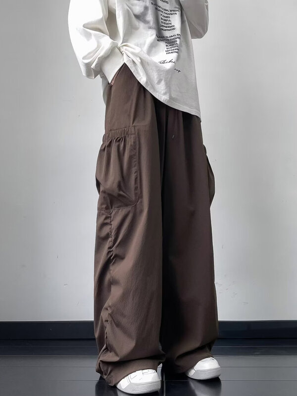 Y2k Streetwear workowate spodnie casualowe długie spodnie męskie z szerokimi nogawkami spodnie Cargo proste spodnie o pełnej długości 2024 Z186
