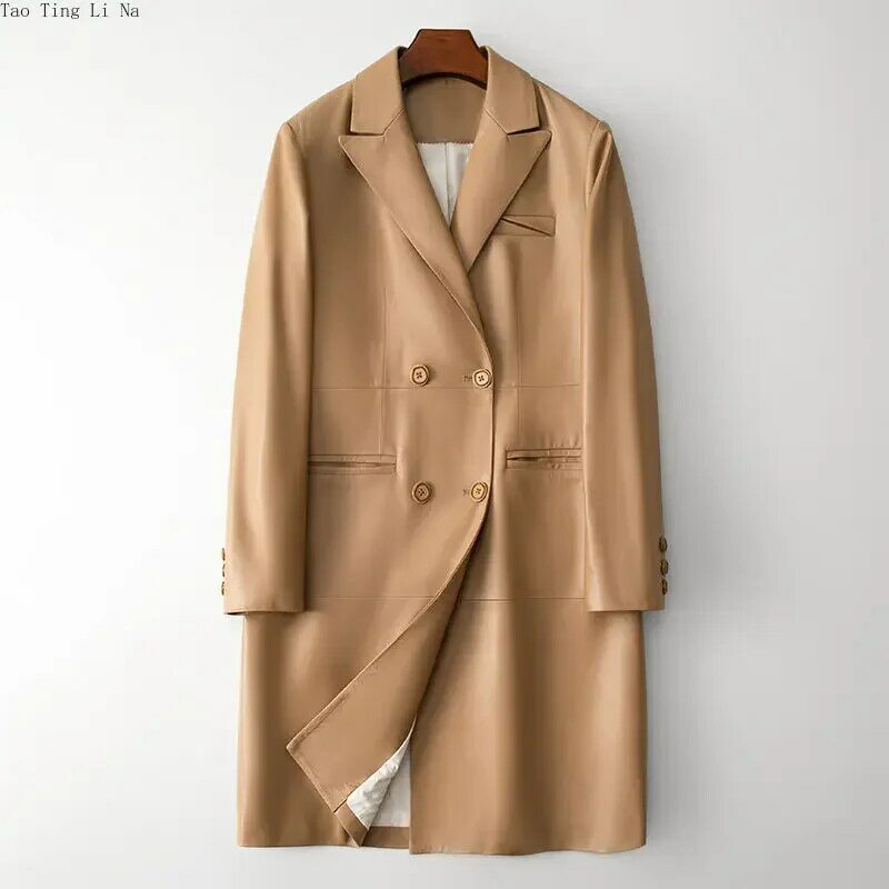 Manteau en peau de mouton véritable pour femme, coupe-vent décontracté, cuir véritable, H23, nouveau, 2023