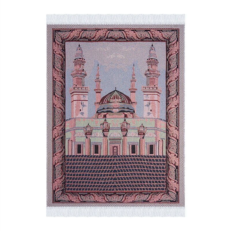 Alfombras de oración islámicas elegantes, alfombra de oración suave portátil tradicional con borlas para meditación Eid, regalo de Ramadán