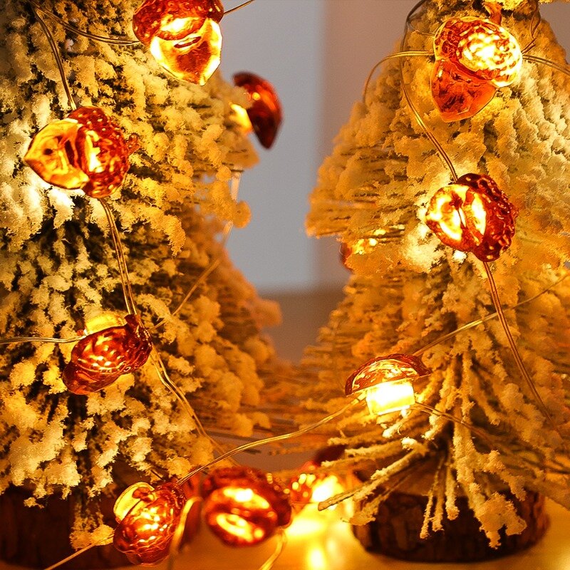 Cadena de luces LED de cono de pino, lámpara de decoración navideña, funciona con pilas, decoraciones para fiestas en casa