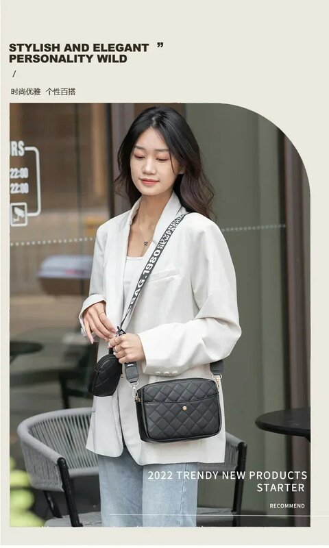TOUB014-Bolso de hombro para mujer, bandolera sencilla con rombos, versión coreana, informal, a la moda, novedad de 2023