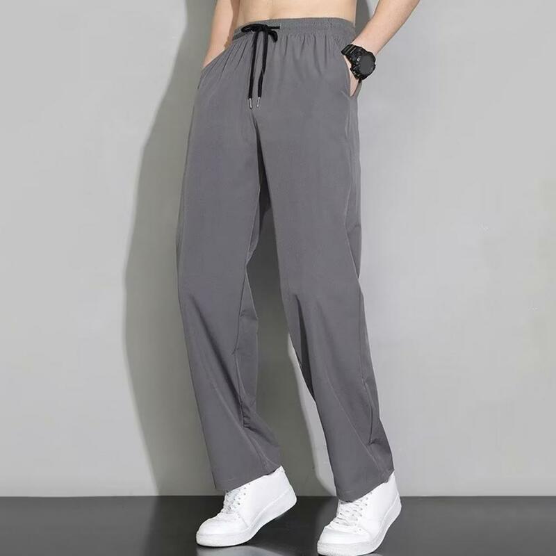 Pantalones de diseño con bolsillo lateral para hombre, Pantalón deportivo informal de secado rápido con bolsillos laterales, cintura con cordón para gimnasio
