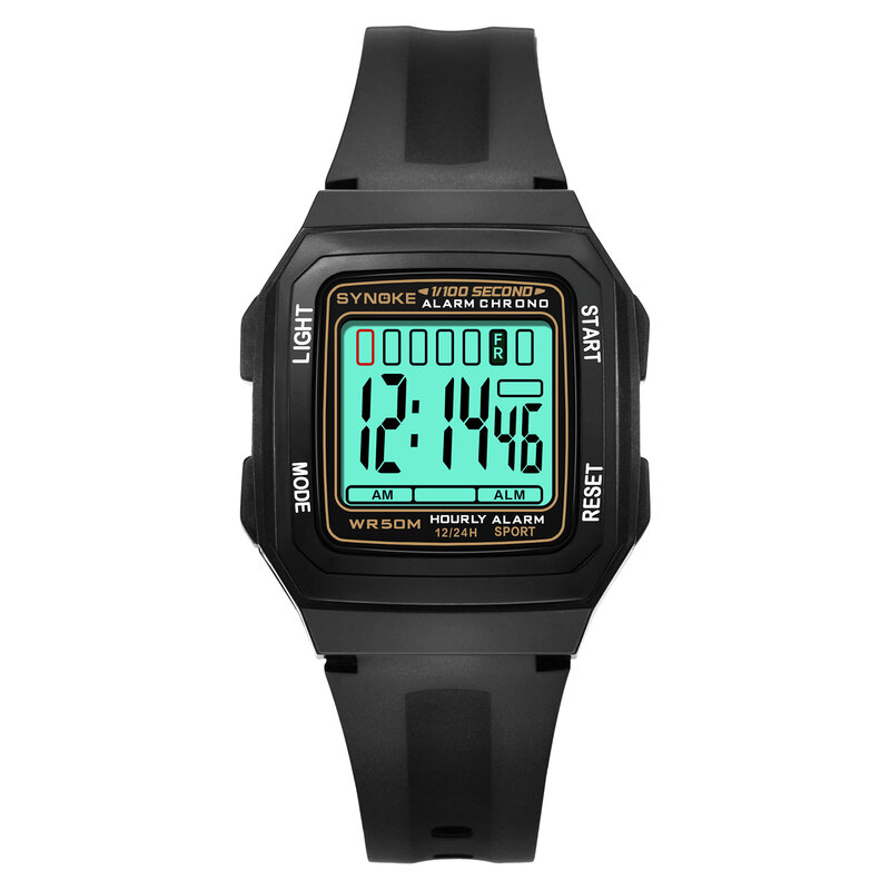 Cyfrowy zegarek sportowy dla mężczyzn: wodoodporna, stylowa wzór kwadrat stopera zapewniająca precyzyjne wyczucie czasu i trwałość