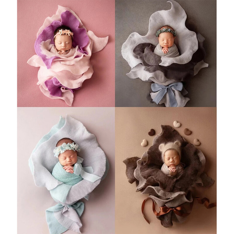 Baby Photo Shooting Wraps Wool Newborn Photography puntelli coperta in posa di regali di fiori forma Fotografia accessori Basket Filler