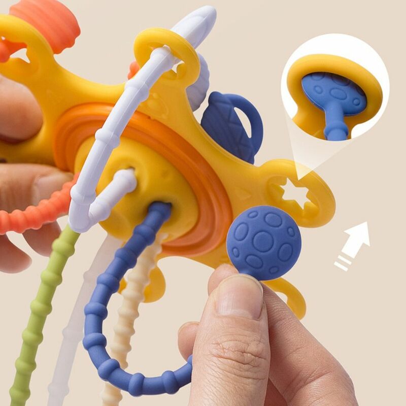 Silicone dentição brinquedo 3 em 1 para o bebê, brinquedos sensoriais, para o treinamento do dedo, montessori, para as crianças