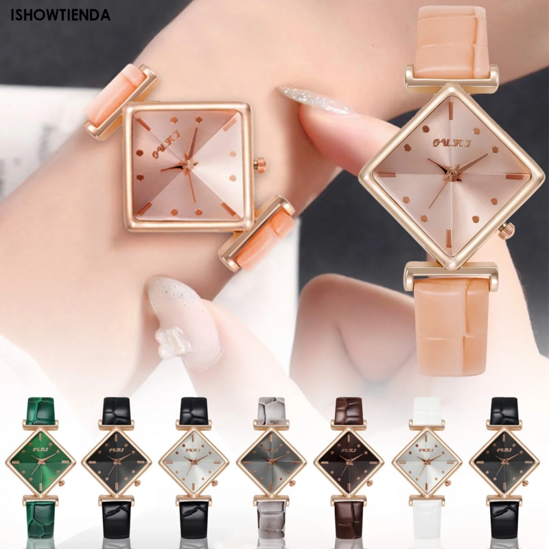 N Iche Relógio de vidro diamante para mulheres, relógio de luxo Top Brand para senhoras, pulseira de couro, relógios de pulso digitais