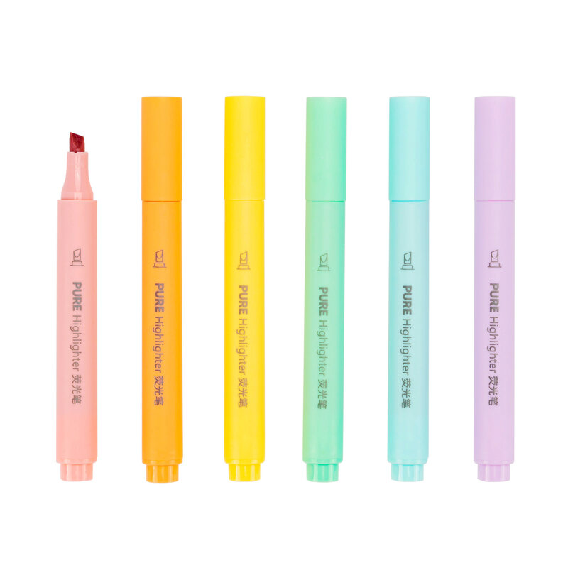 قلم تحديد ملون بألوان الباستيل ، أقلام ماركر ، قلم فلوري ، أقلام رسم ، قرطاسية لطيفة ، لوازم مدرسية ، 6 قطعة لكل مجموعة