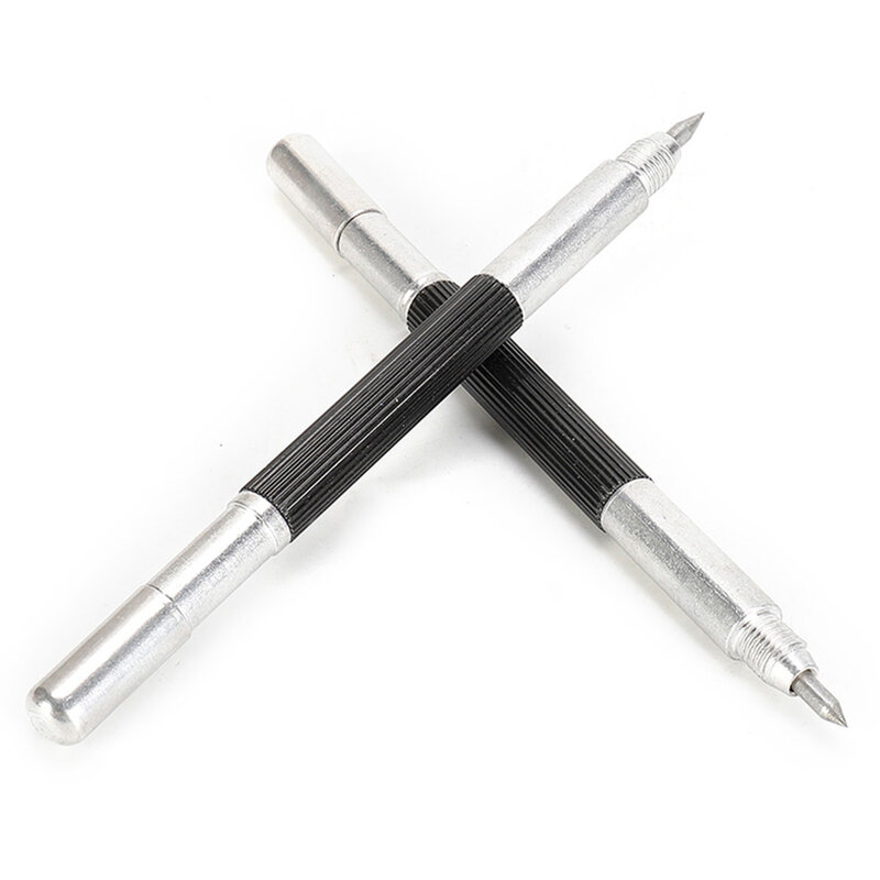 Carboneto De Tungstênio Scribing Pen Tip, Double Ended Marcador, Punho De Aço Inoxidável, Ferramenta De Marcação Para Vidro Cerâmico, 13.7cm, 5 Pcs