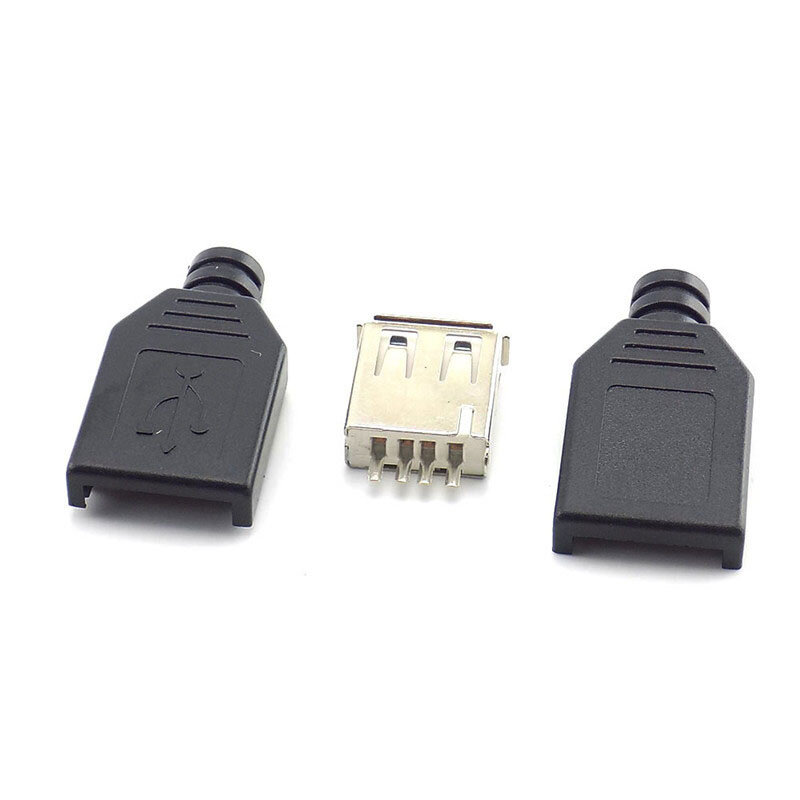 4 Pin USB 2.0 Tipe A Konektor Soket Steker Wanita Penutup Plastik Hitam Kabel Konektor Swakarya Tipe Solder H10