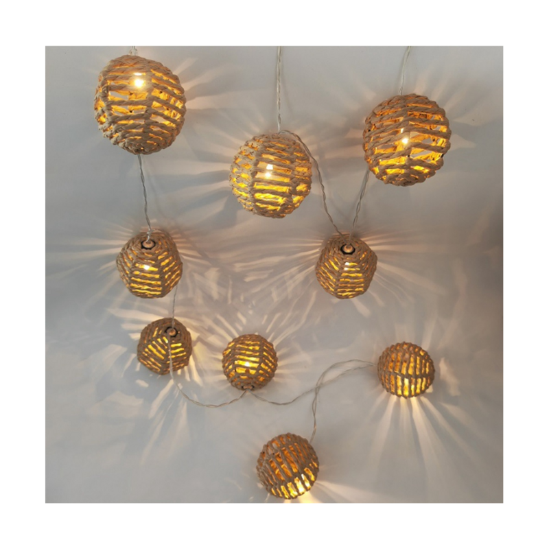 2.5M 10LED Paper Rattan Ball Light Decoration Christmas Festival Light String Light String Pendant Braided Light String