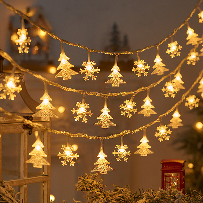 Fiocco di neve di natale LED String Light Garland decorazione di natale Party Home natale regali di babbo natale Navidad 2023 felice anno nuovo