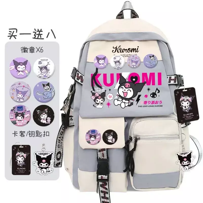 Рюкзаки Sanrio аниме Kuromi для детей, милые игрушки, эстетическая сумка, студенческий рюкзак для кампуса, подарок для мальчиков и девочек
