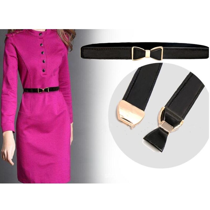 Cinturón de cintura con hebilla para mujer, banda elástica con lazo fino, a la moda