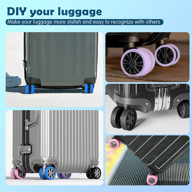 Silicone bagagem Wheel Protector, Capa para suas malas ou cadeira de escritório, durável Rodízio Rodas, reduzir o ruído