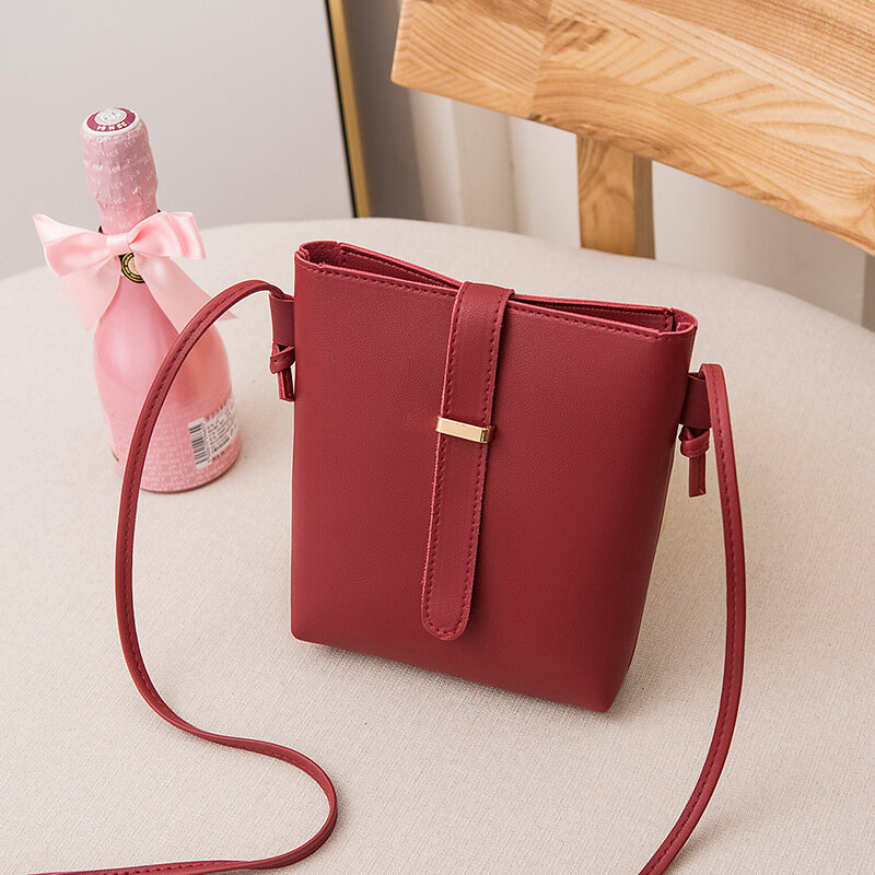 Женская мини-сумка-мешок, простая модная однотонная маленькая свежая сумка через плечо для телефона, повседневная женская сумка-тоут для покупок